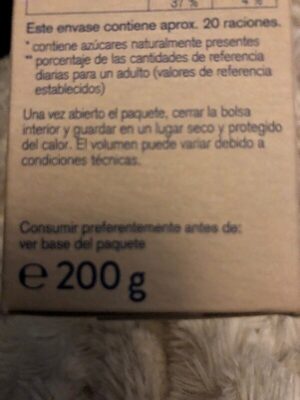 Copos de avena solubles ingredients label