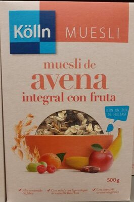 Muesli de avena integral con fruta front packaging