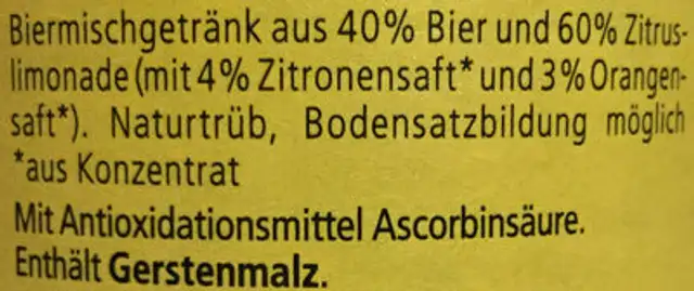 NaturRadler ingredients label