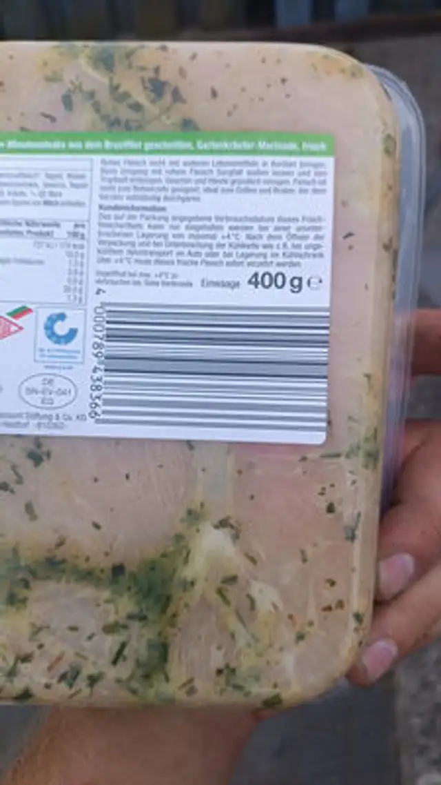 Hähnchen ingredients label