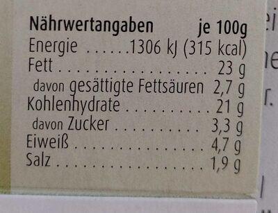 Couscous Salat nutrition facts table