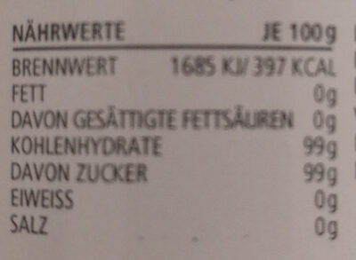 Knusper Zucker nutrition facts table