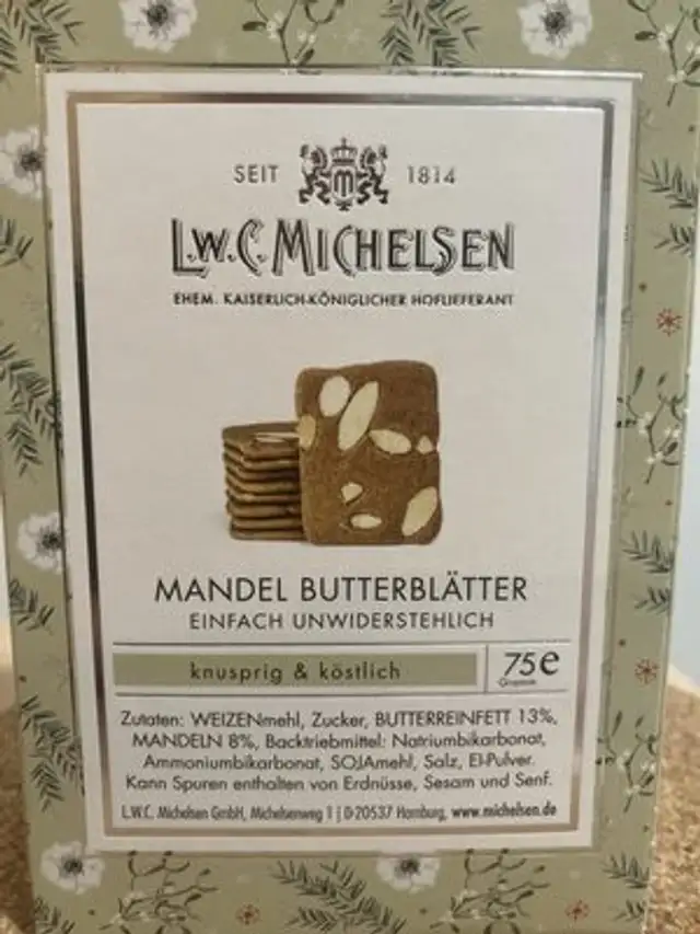Mandel Butterblätter ingredients label