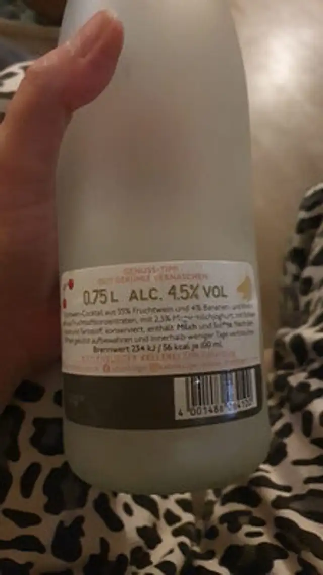 Kirsch Banane Cocktail ingredients label
