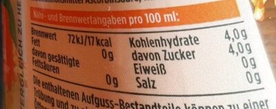 Gerolsteiner Tee nutrition facts table