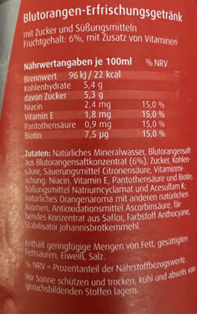 Unknown ingredients label