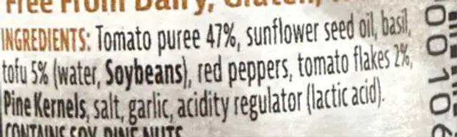 Unknown ingredients label