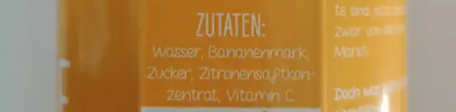 Banane ingredients label