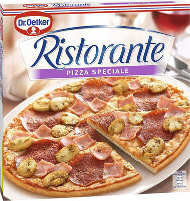 Speciale pizza con jamón salami y champiñones