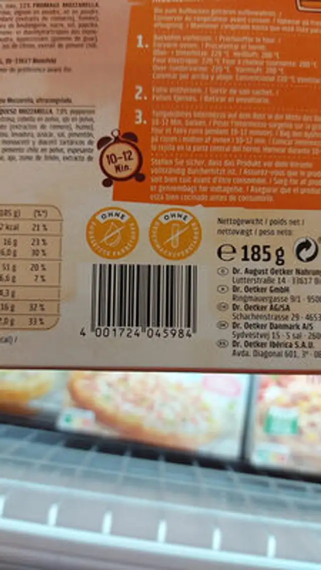 Intermezzo Hot Chili ingredients label