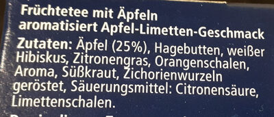 Apfel-Limette Teebeutel ingredients label