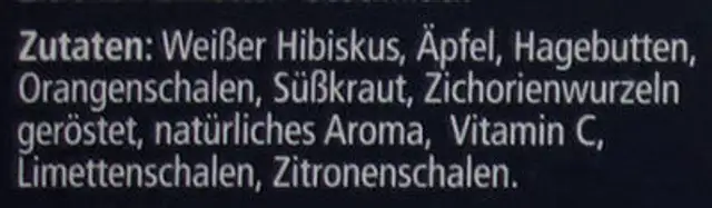 Plus Vitamin C ingredients label