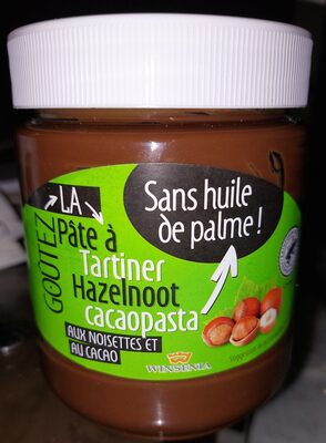Pâte à tartiner aux noisettes et au cacao front packaging