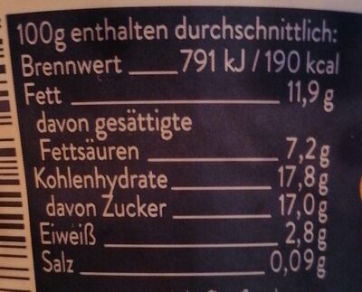 Feinjoghurt Summer Edition - Maple Walnut nutrition facts table