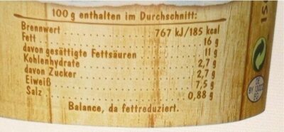 Almete Balance Natur nutrition facts table