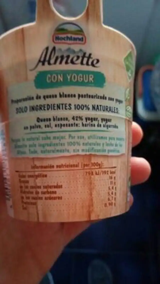 Queso blanco para untar con yogur ingredients label
