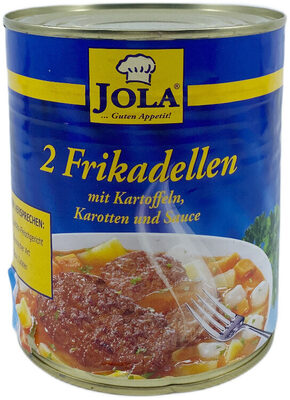 Dose - 2 Frikadellen mit Kartoffeln, Karotten und Souce