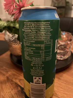 Natur Radler Alkoholfrei ingredients label
