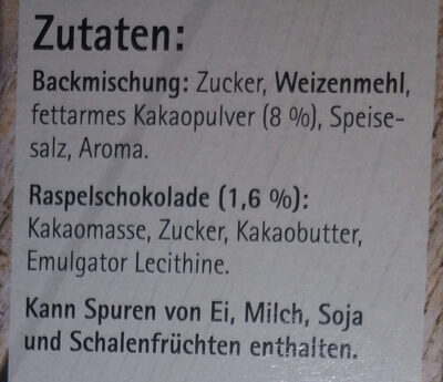 Classic Brownies ingredients label