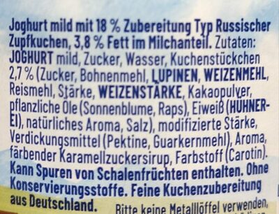 Almighurt - Russischer Zupfkuchen ingredients label