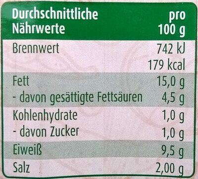 Geflügel Lyoner + Gemüse nutrition facts table