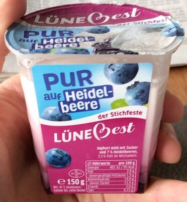 Pur auf Heidelbeere front packaging