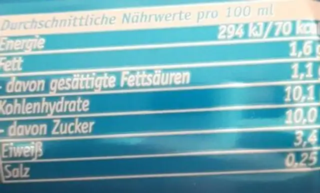 Eisschoko nutrition facts table