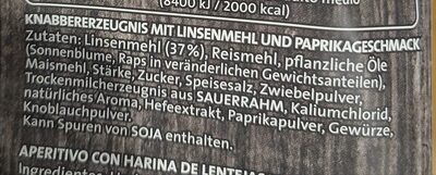 Linsen Chips Paprika Style ingredients label