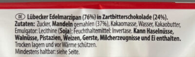 Lübecker Edel-Marzipan Herzen ingredients label