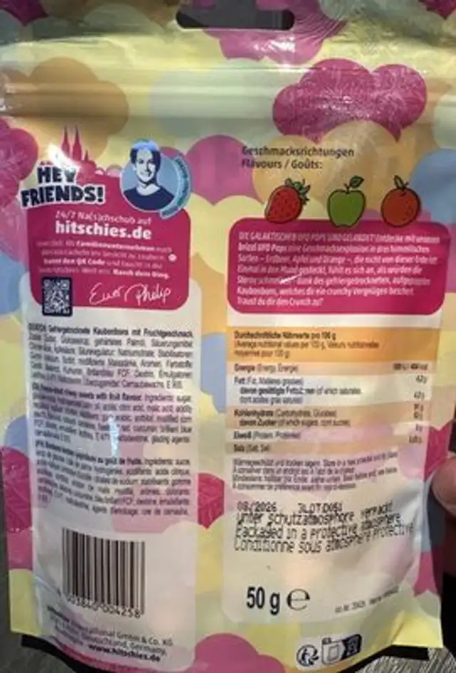 Ufo Pops Freeze Dried nutrition facts table