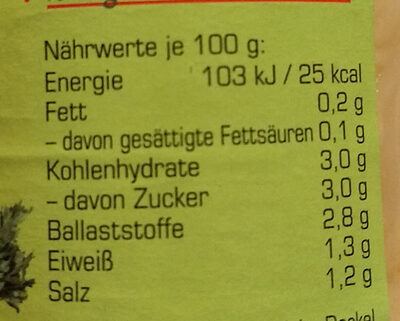 Weißkrautsalat herzhaft nutrition facts table