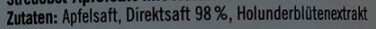 Apfel-Holunderblüte ingredients label