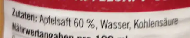 “Von der Alb” Streuobst Apfelsaft Schorle ingredients label