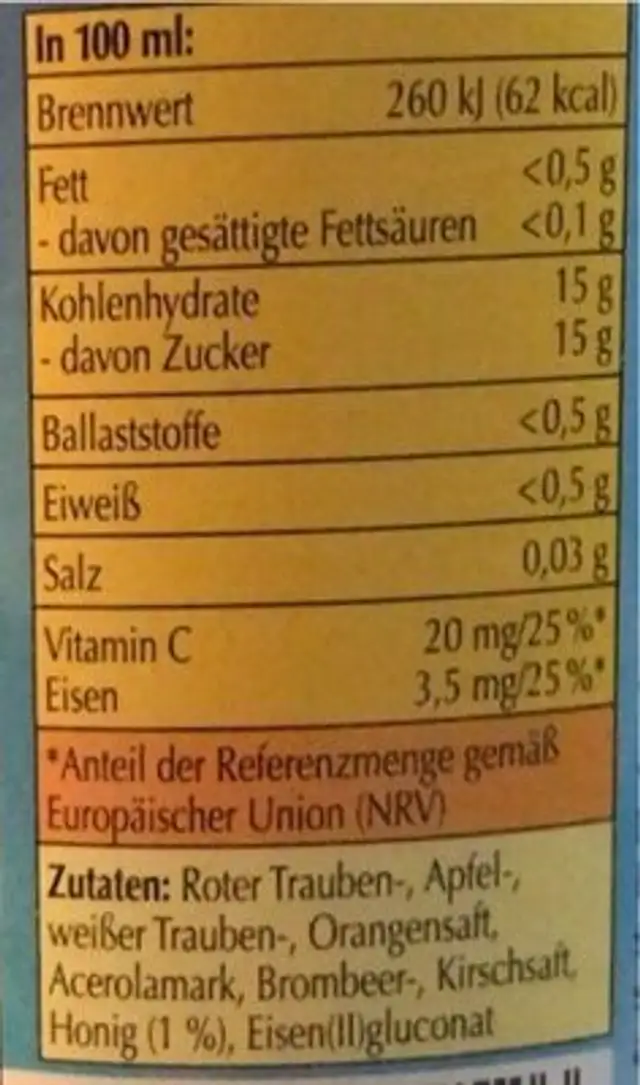 Rotbäckchen Klassik nutrition facts table