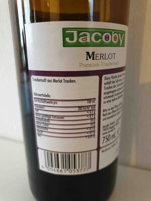 Merlot Premium-Traubensaft nutrition facts table