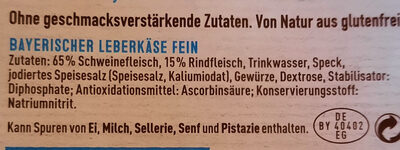 Bayerischer Leberkäse ingredients label