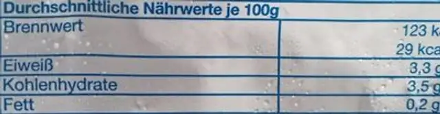 brokkoli nutrition facts table