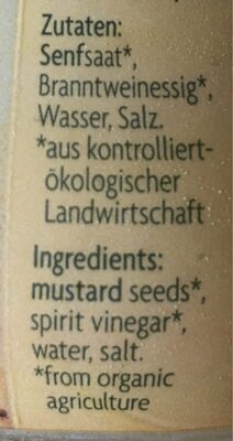 Dijon Senf Original Französisch ingredients label