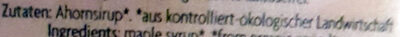 Ahornsirup ingredients label