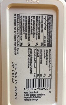 Margarine vegetale à l'huile de tournesol nutrition facts table