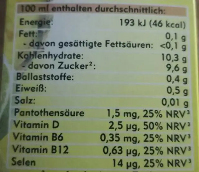 Amecke Plus Vitamin D 1 l (2,29 € / 1 l) 4005517016113 nutrition facts table