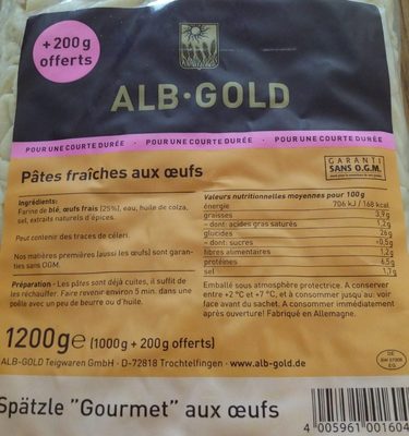 Spätzle " Gourmet " aux oeufs