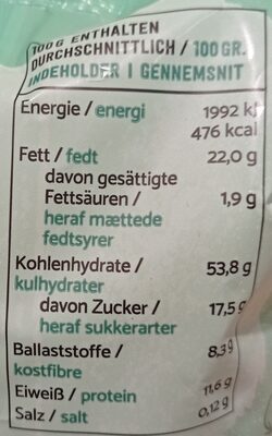 Nussmus Crunchy Haselnuss nutrition facts table