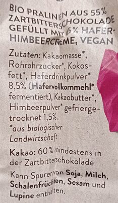 Himbeere ingredients label