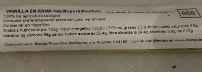 Bourbon Vanille Schoten nutrition facts table