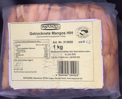 Mangue séchée front packaging