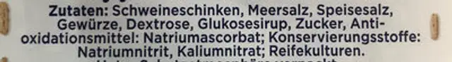 Gourmet-Schinken ingredients label