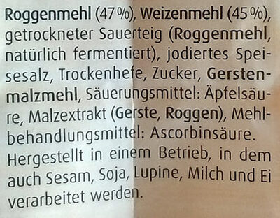 Backmischung Landbrot ingredients label