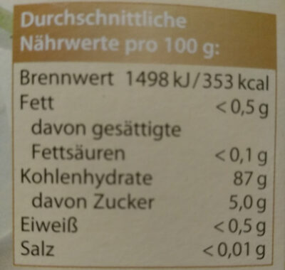 Soßenbinder für helle Soßen nutrition facts table