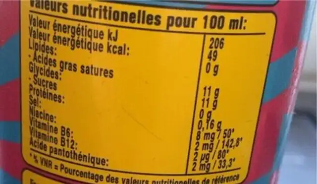 hello energy nutrition facts table